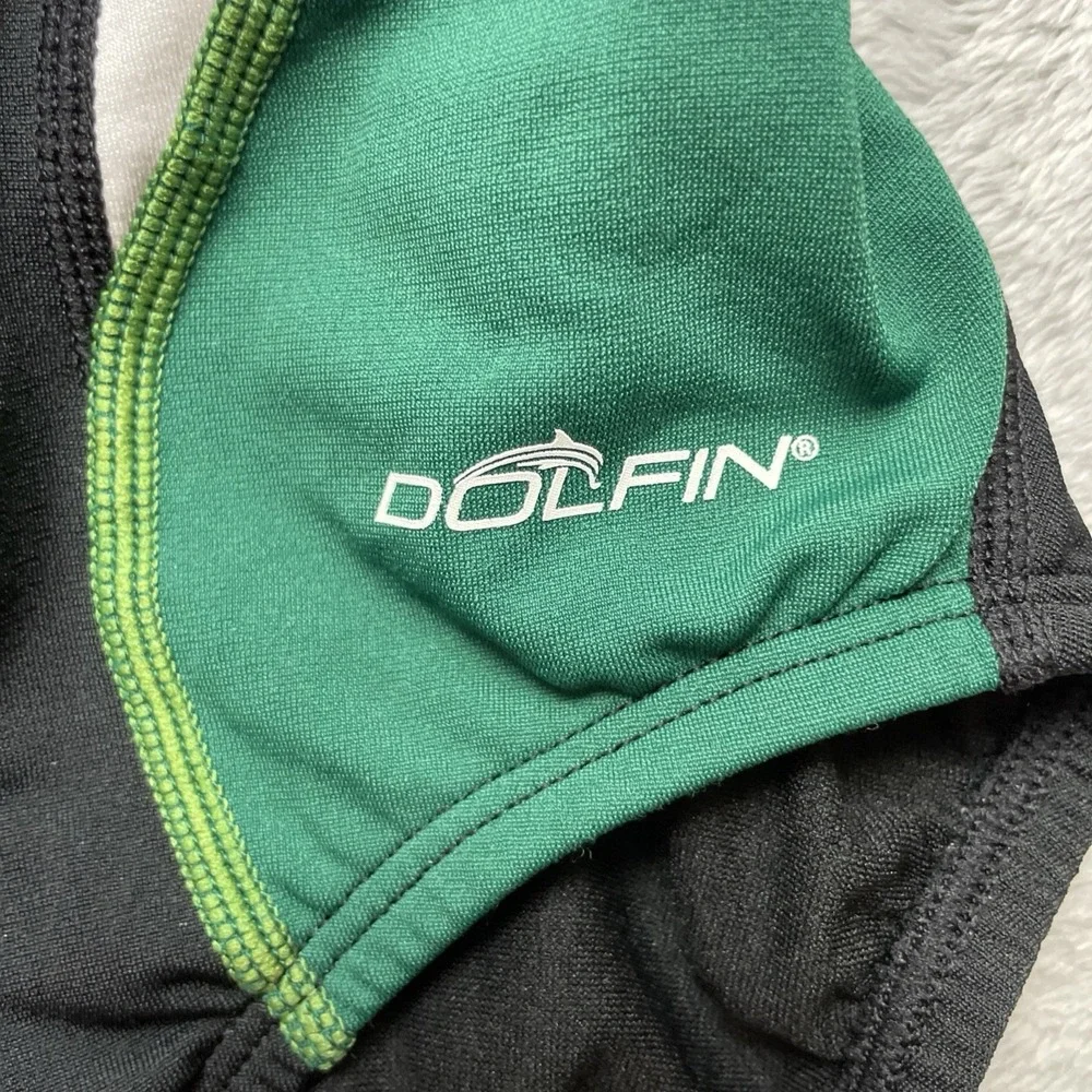 Dolfin‎ Womens Reliance One Piece Swimsuit Size 40/14 Black Green T-Back Comp